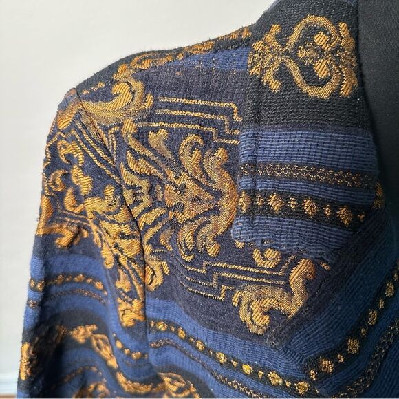 Alex Kim Blue and Gold Blazer with Ornate Pattern - Picture 6 of 8